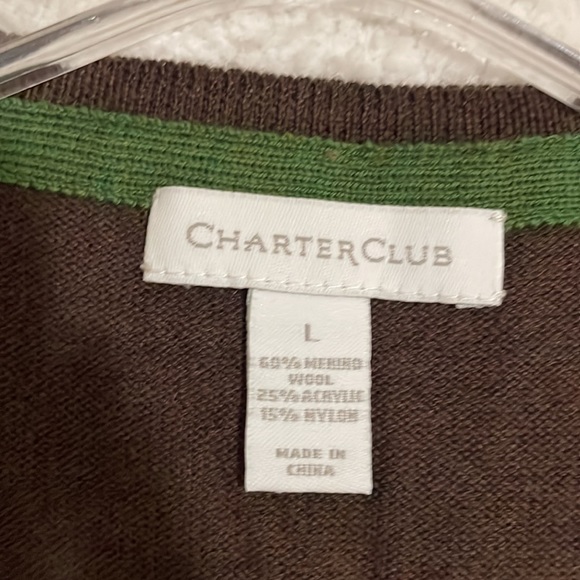 CHARTER CLUB ARGYLE SLEEVELESS SWEATER, MULTI COLOR, 60% MERINO WOOL - Picture 9 of 10